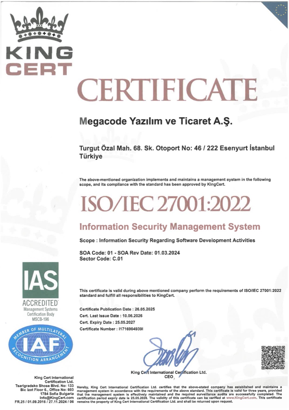 ISO/IEC 27001:2022 Information Security Management System